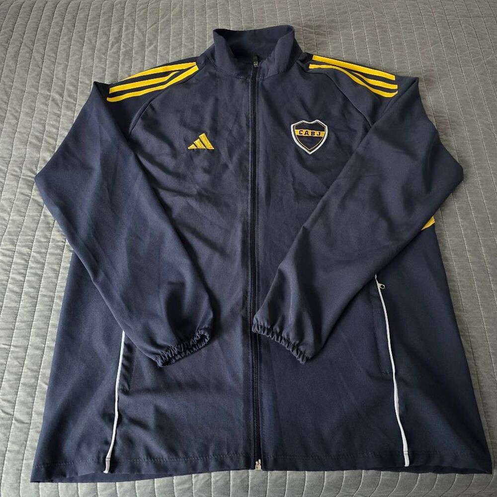 Adidas Boca Juniors Track Jacket Soccer Zip AEROREADY Navy Yellow Men's
